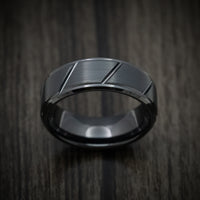 Black Tungsten Men's Ring with Geometric Pattern