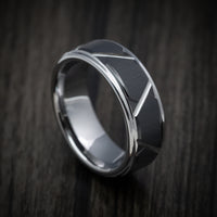 Tungsten and Black Tungsten Geometric Pattern Men's Ring