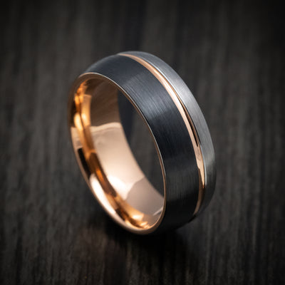 Golden and Black Tungsten Tri-Tone Men's Ring