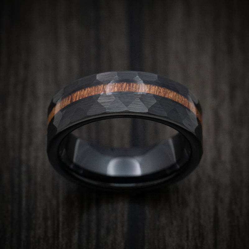 Black Tungsten Men's Ring with Koa Wood Inlay