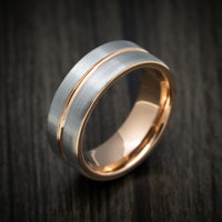 Tungsten Men's Ring with Rose Gold Inlay and Sleeve
