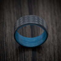 Carbon Fiber Men's Ring with Blue Glow Sleeve