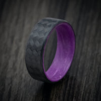 Carbon Fiber Men's Ring with Purple Glow Sleeve