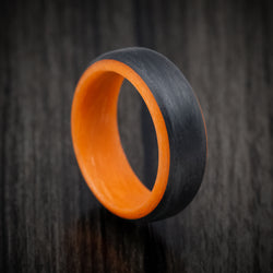 Carbon Fiber Men's Ring with Orange Glow Sleeve