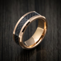 Rose Gold Tungsten Men's Ring with Carbon Fiber Inlay