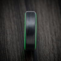 Carbon Fiber Men's Ring with Green Glow Sleeve