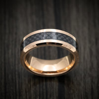 Rose Gold Tungsten Men's Ring with Carbon Fiber Inlay