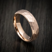 Rose Gold Tungsten Men's Ring with Hammer Finish