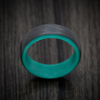 Carbon Fiber Men's Ring with Teal Glow Sleeve