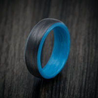 Carbon Fiber Men's Ring with Blue Glow Sleeve
