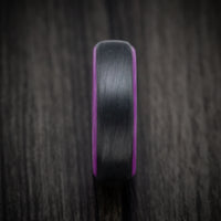 Carbon Fiber Men's Ring with Purple Glow Sleeve