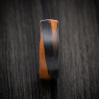 Carbon Fiber Men's Ring with Orange Glow Marbled Design