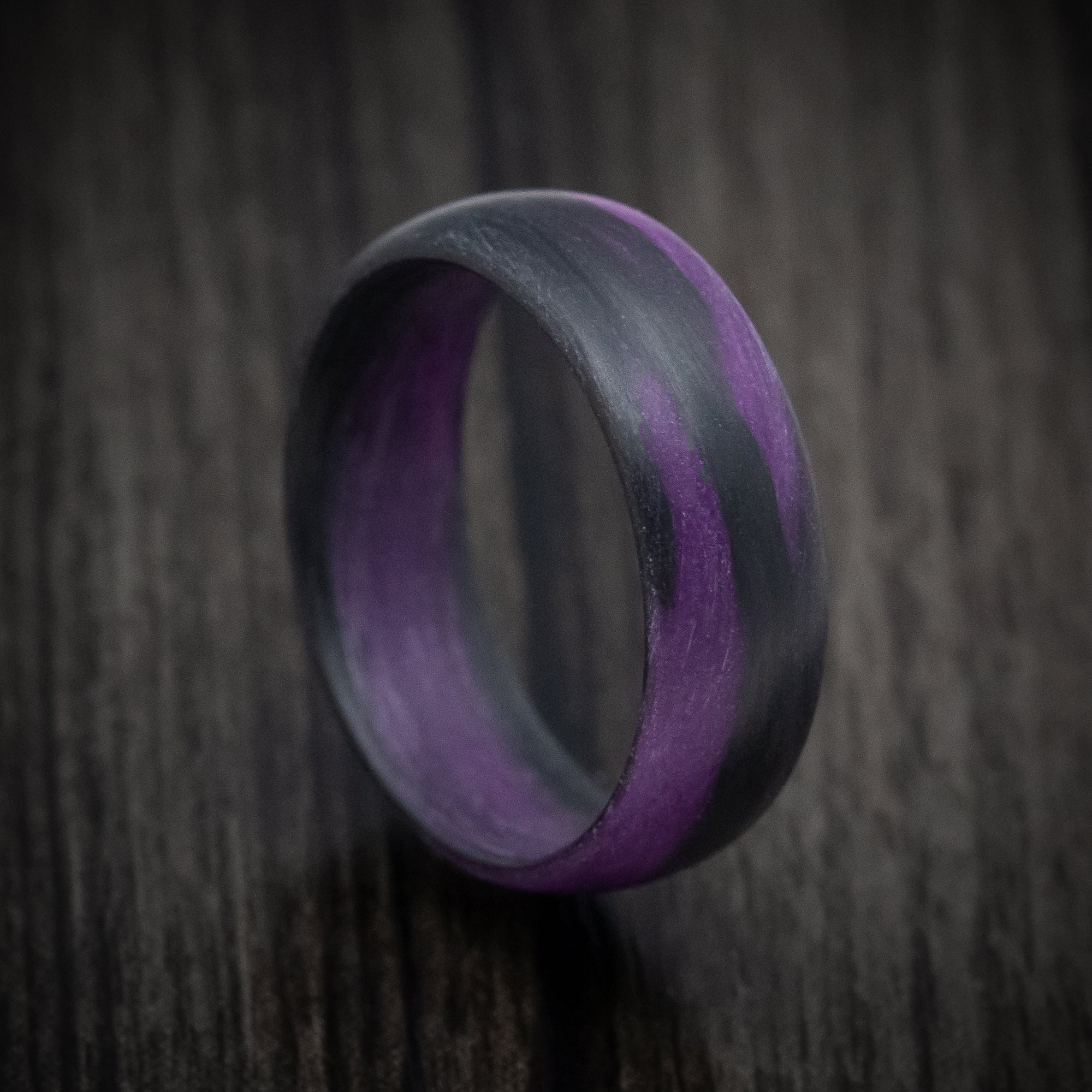 Black Wedding Band Purple Aluminum Ring Men Anniversary Gift Size 5 to 14  Comfort Fit Engagement Promise Ring Personal Engraving
