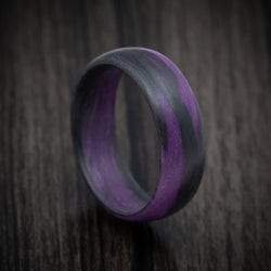 Carbon Fiber Men's Ring with Purple Glow Marbled Design