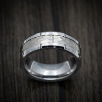 Tungsten Men's Ring with Hammered Inlay