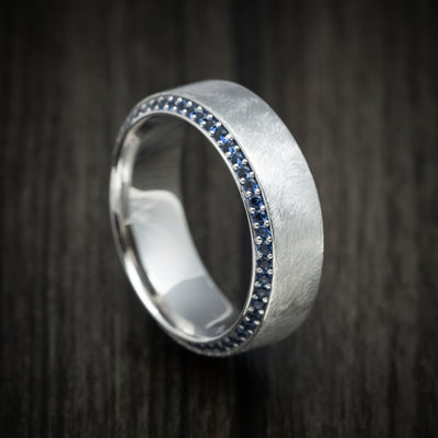 White Gold and Eternity Sapphire Men's Ring