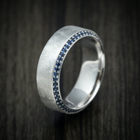 14K White Gold and Eternity Sapphire Men's Ring
