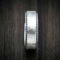 14K White Gold and Eternity Sapphire Men's Ring