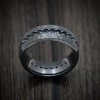 Black Titanium Eternity Black Diamond Hammered Men's Ring