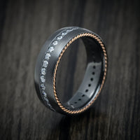 Black Titanium Eternity Diamond and Braided Gold Men's Ring