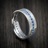 14K Gold and Denim Sapphire Eternity Men's Ring Custom Made