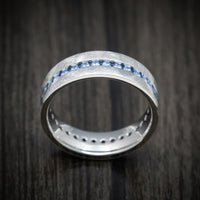 14K Gold and Denim Sapphire Eternity Men's Ring Custom Made