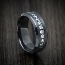 Black Zirconium and Diamond Men's Ring Custom Made