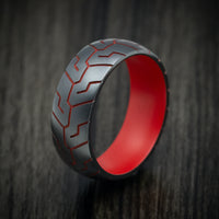 Black Zirconium and Cerakote Tire Tread Men's Ring Custom Made