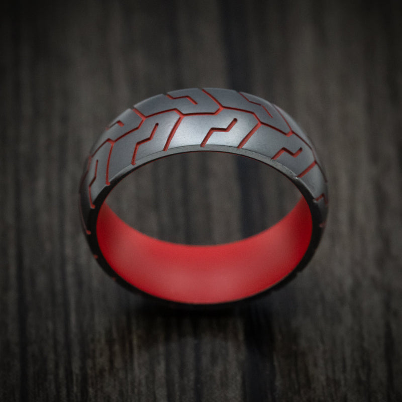 Black Titanium and Cerakote Tire Tread Men's Ring Custom Made