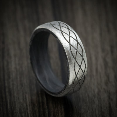 Titanium Celtic Men's Ring with Forged Carbon Fiber Sleeve