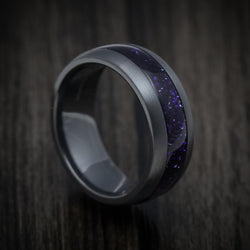 Black Zirconium and DiamondCast Inlay Men's Ring Custom Made