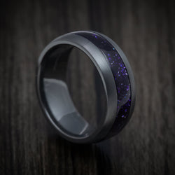 Black Titanium and DiamondCast Inlay Men's Ring Custom Made