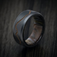 Black Zirconium and DiamondCast Sleeve Men's Ring with Cerakote Mountain Design Custom Made