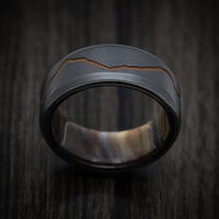 Black Zirconium and DiamondCast Sleeve Men's Ring with Cerakote Mountain Design Custom Made