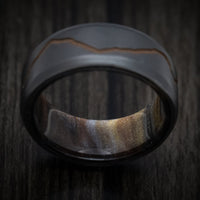 Black Titanium and DiamondCast Sleeve Men's Ring with Cerakote Mountain Design Custom Made