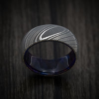 Damascus Steel and DiamondCast Sleeve Men's Ring Custom Made