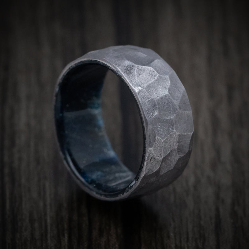 Tantalum and DiamondCast Sleeve Hammered Men's Ring Custom Made