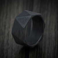 Faceted Side-Cut Carbon Fiber Men's Ring