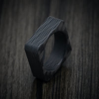 Squared Side-Cut Carbon Fiber Men's Ring