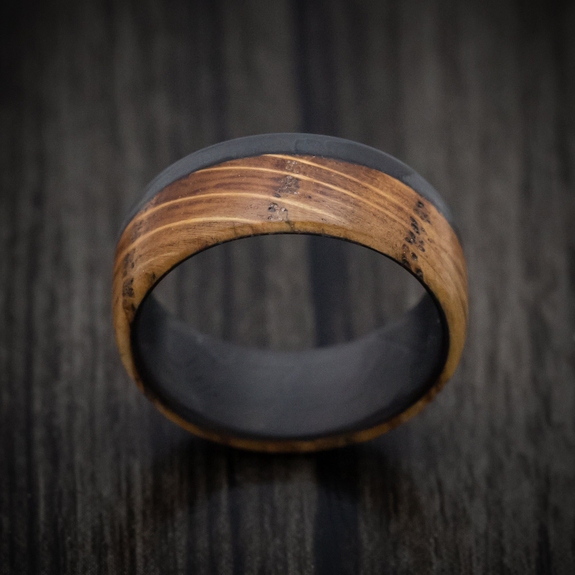 Carbon Fiber and Whiskey Barrel Wood Men's Ring | Revolution Jewelry