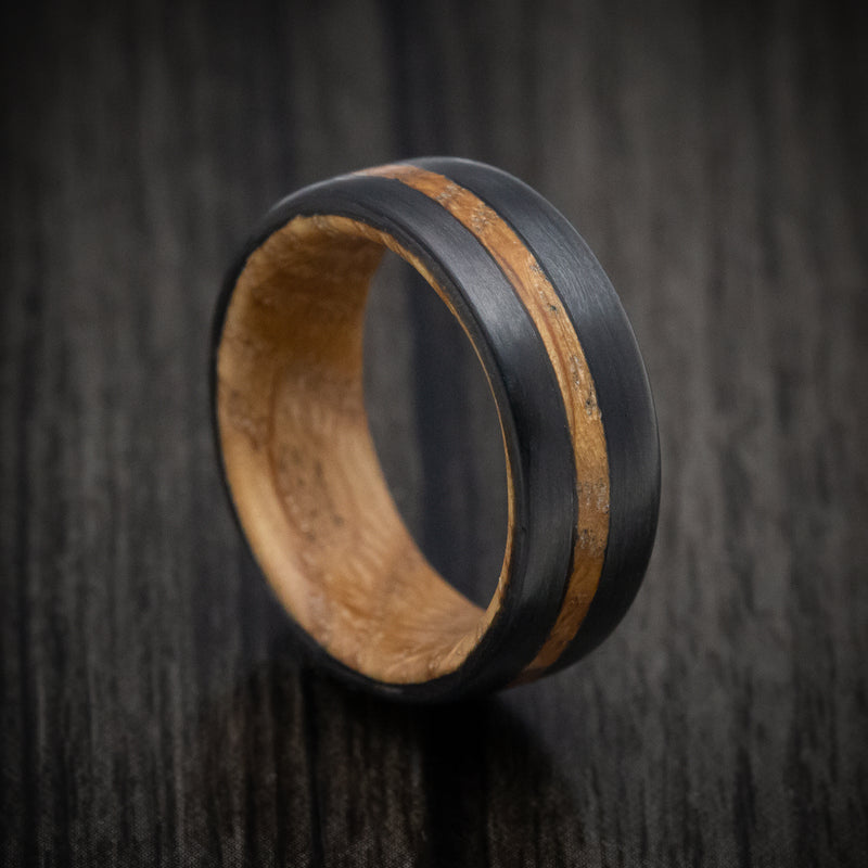 Carbon Fiber and Whiskey Barrel Wood Men's Ring