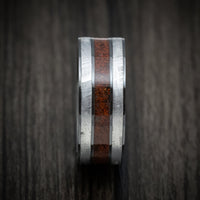 Black Titanium Meteorite and Dinosaur Bone Inlays Men's Ring Custom Made