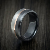 Two-Tone Black and Silver Titanium with 14k Gold Inlay Custom Men's Ring