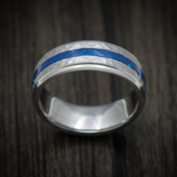 Tantalum Men's Ring with DiamondCast Inlay Custom Made Hammered Band