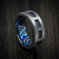 Titanium and Kuro-Ti Cut-Through Window Men's Ring Custom Made