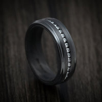 Black Titanium and Diamond Men's Ring with Forged Carbon Fiber Sleeve Custom Made