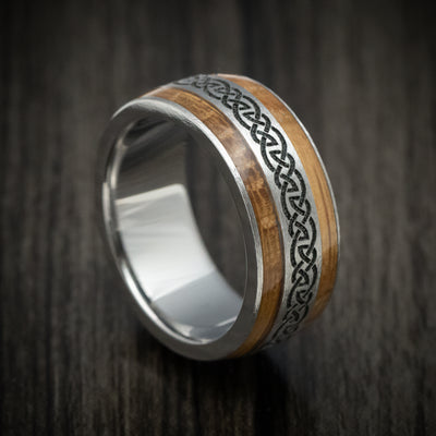 Titanium Celtic Knot and Hardwood Men's Ring Custom Made