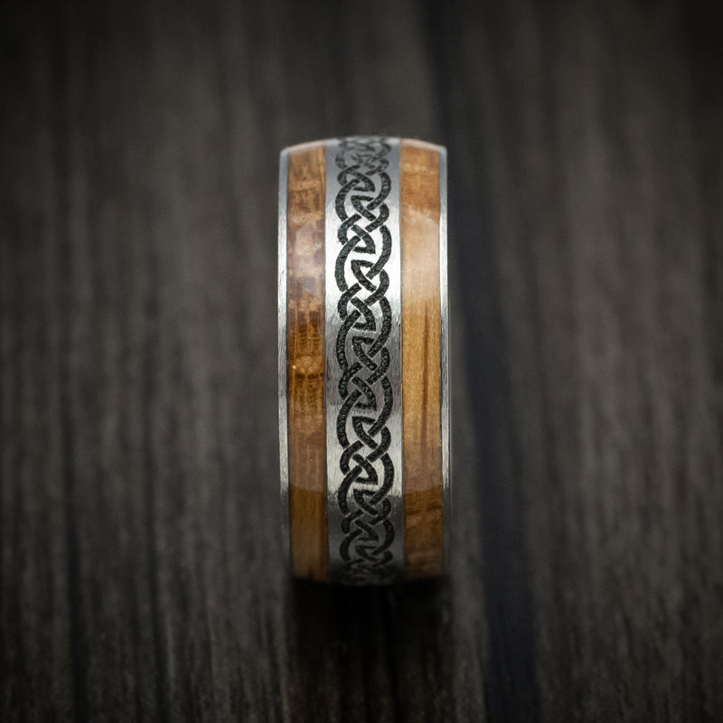 Titanium Celtic Knot and Hardwood Men's Ring Custom Made
