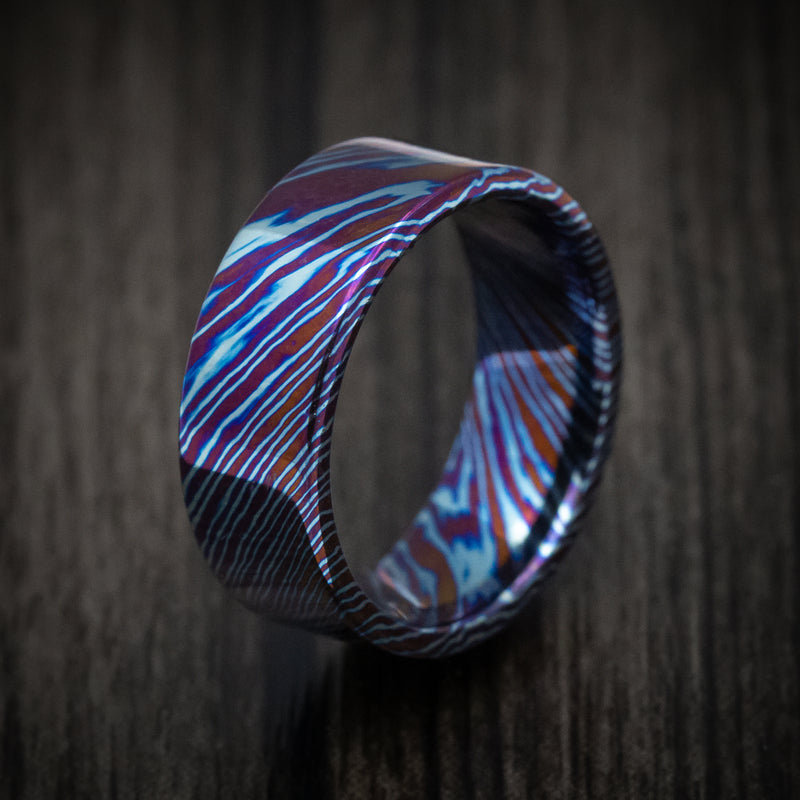 Kuro-Ti Twisted Titanium Heat-Treated Men's Ring Custom Made Band