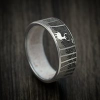Titanium and Antler Men's Ring with Elk Mountain Woods Engraving Custom Made